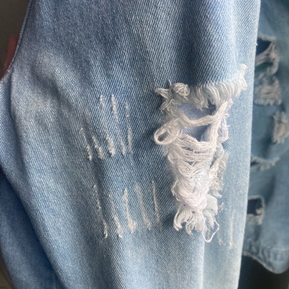 Wax Jean Light Wash Distressed Denim Jacket Medium - Picture 6 of 7